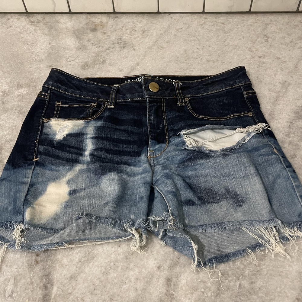 American Eagle Shorts Womens 6 Blue Denim Cutoff Super Stretch Y2K Western